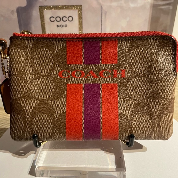 Coach Brown Wristlet with Red and Purple Accents - Picture 4 of 4